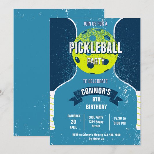Pickleball Birthday Party Invitation 招待状 (正面/裏面)