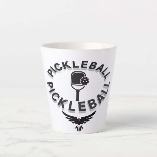 Pickleball black and white mug design カフェラテマグ (正面)
