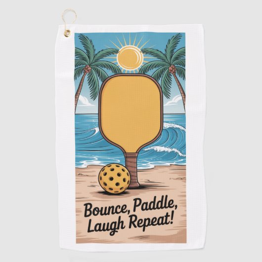 Pickleball Bounce Paddle Laugh Repeat Vacation ゴルフタオル (正面)