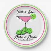 Pickleball Bridal Shower Dinks & Drinks Cosmo ペーパープレート (正面)