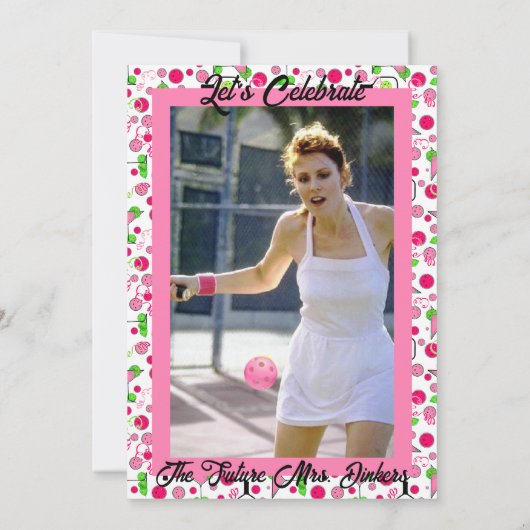 Pickleball Bridal Shower Dinks & Drinks Photo 招待状 (裏面)