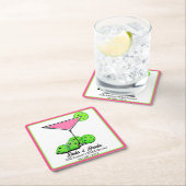 Pickleball Bridal Shower Dinks & Drinks Pink Cosmo スクエアペーパーコースター (インサイチュ)