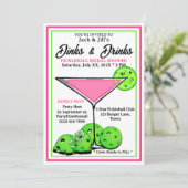 Pickleball Bridal Shower Dinks & Drinks Pink Cosmo 招待状 (スタンド正面)