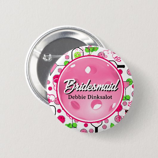 Pickleball Bridal Shower Personalized Swag 缶バッジ (正面&裏面)