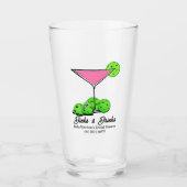 Pickleball Bridal Shower Pink Cocktail Personalize タンブラーグラス (正面)