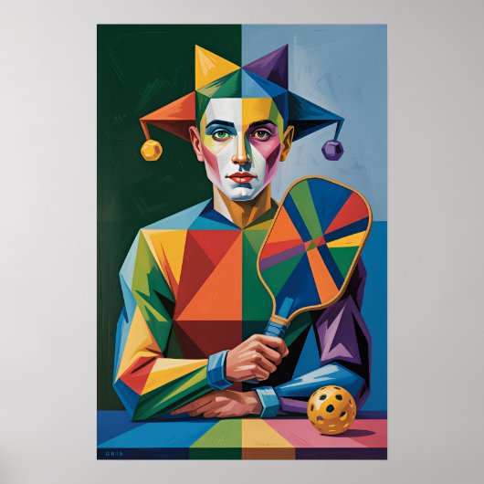 Pickleball Bright Team Jester Paddle Wall Poster ポスター (正面)