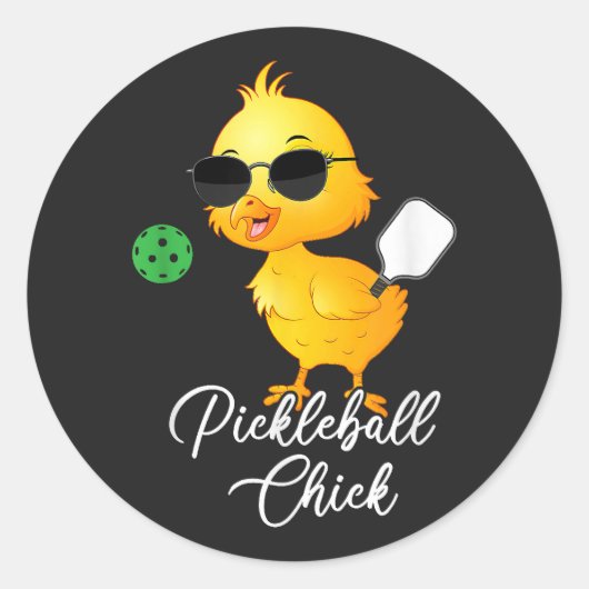 Pickleball Chick Funny Pickleball ラウンドシール (正面)