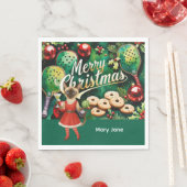 Pickleball Christmasをテーマにした猫好き スタンダードランチョンナプキン (インサイチュ)