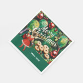 Pickleball Christmasをテーマにした猫好き スタンダードランチョンナプキン (角)