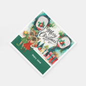 Pickleball Christmasをテーマにした猫好き スタンダードランチョンナプキン (角)