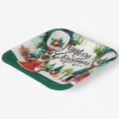 Pickleball Christmasをテーマにした猫好き ペーパープレート (傾斜あり)