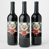 Pickleball Christmasをテーマにした猫好き ワインラベル (ボトル)