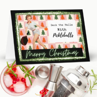 Pickleball Christmas Card - Funny - Retro For Her カード