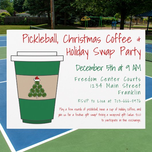 Pickleball, Christmas Coffee & Holiday Swap Party 招待状
