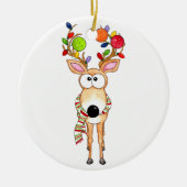 Pickleball Christmas Reindeer セラミックオーナメント (正面)