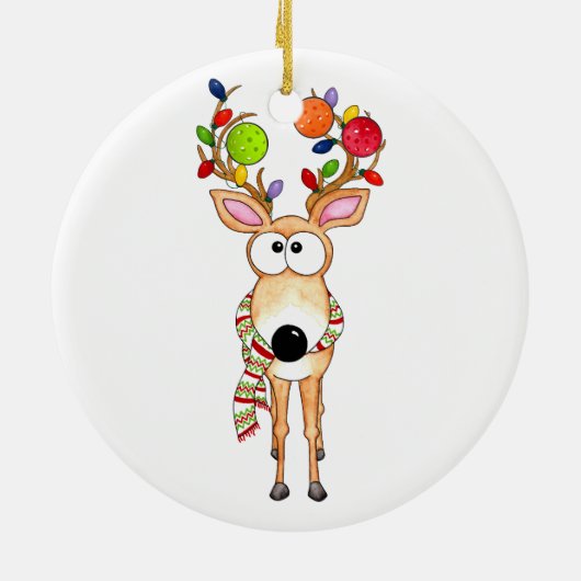 Pickleball Christmas Reindeer セラミックオーナメント (裏面)