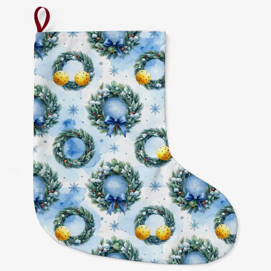 Pickleball Christmas themed ラージクリスマスストッキング (正面)