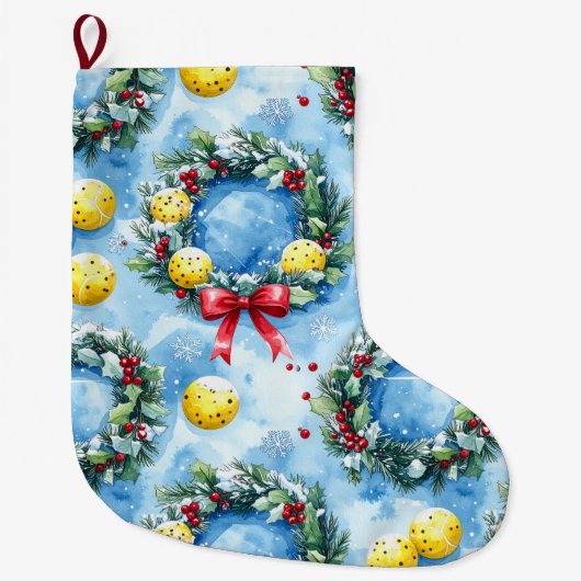 Pickleball Christmas themed ラージクリスマスストッキング (正面)