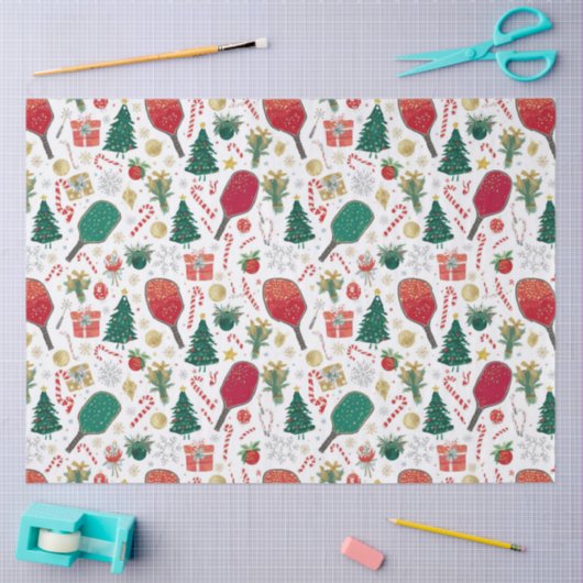 Pickleball Christmas Tissue Paper  薄葉紙 (クラフト)