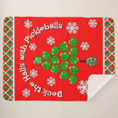 Pickleball Christmas Tree Deck the Halls Red Green シェルパブランケット (正面(横))