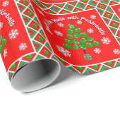 Pickleball Christmas Tree Deck the Halls Red Green ラッピングペーパー (ロールコーナー)