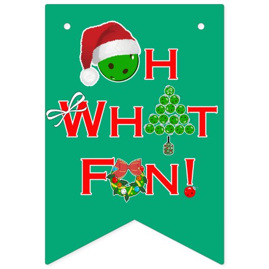 Pickleball Christmas Tree Oh What Fun Party バンティングフラッグ (第2の旗)