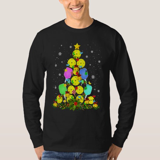 Pickleball Christmas Tree Santa Pickleball X Mas L Tシャツ (正面)