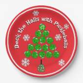 Pickleball Christmas Tree Xmas Party Personalized ペーパープレート (正面)