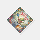 Pickleball Christmas with Beer for Christmas Party スタンダードカクテルナプキン (角)