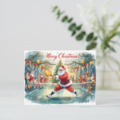 Pickleball Christmas with Santa Merry Christmas シーズンポストカード (スタンド正面)