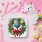 Pickleball Christmas Wreath  ペーパープレート (パーティー)
