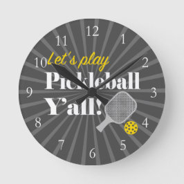 Pickleball Clock Let's Play Funny Gift for Player ラウンド壁時計
