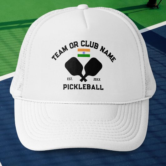 Pickleball Club チーム名 インド 国旗 カスタムデザイン キャップ