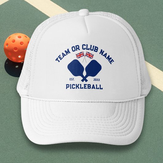 Pickleball Club Team UK United Kingdom Flag Custom キャップ