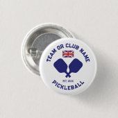Pickleball Club Team UK United Kingdom Flag Custom 缶バッジ (正面&裏面)