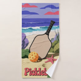 Pickleball Coastal Paddle Scene With Starfish バスタオル