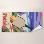 Pickleball Coastal Paddle Scene With Starfish バスタオル (バスタオル)