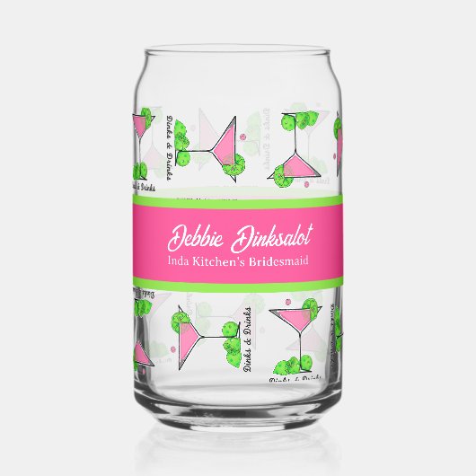 Pickleball Cocktail Dinks & Drinks Personalized ガラス缶 (正面)