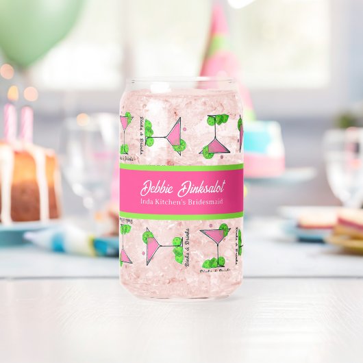 Pickleball Cocktail Dinks & Drinks Personalized ガラス缶 (インサイチュ (バースデー))