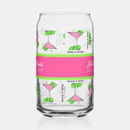Pickleball Cocktail Dinks & Drinks Personalized ガラス缶 (右)