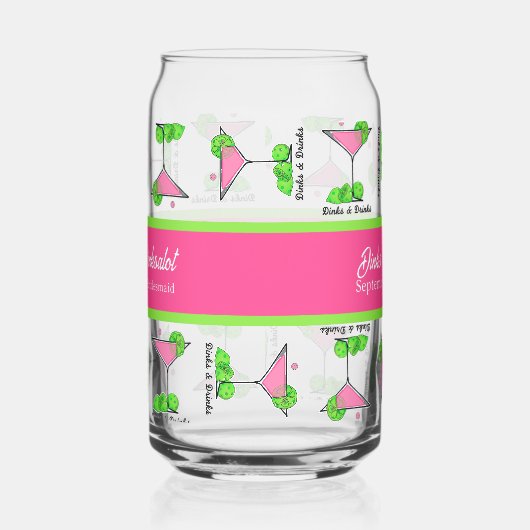 Pickleball Cocktail Dinks & Drinks Personalized ガラス缶 (左)