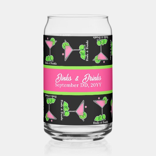 Pickleball Cocktail Dinks & Drinks Personalized ガラス缶 (裏面)