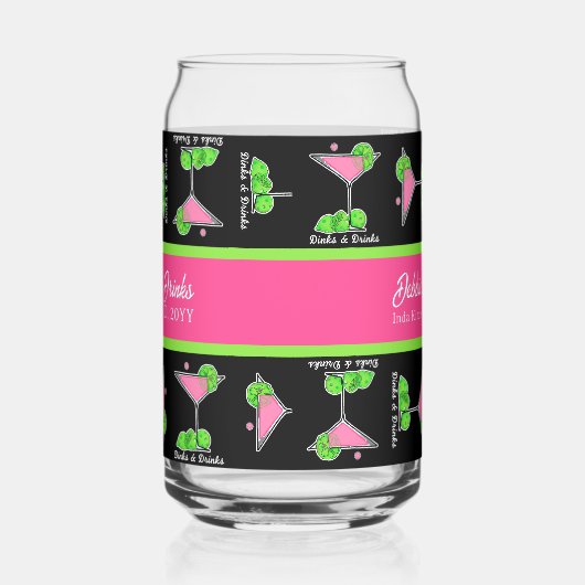 Pickleball Cocktail Dinks & Drinks Personalized ガラス缶 (右)