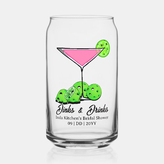 Pickleball Cosmo Dinks & Drinks Personalized ガラス缶 (正面)