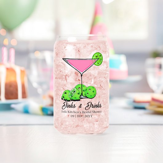 Pickleball Cosmo Dinks & Drinks Personalized ガラス缶 (インサイチュ (バースデー))