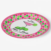 Pickleball Cosmo Dinks & Drinks Pink Honeycomb ペーパープレート (アングル)