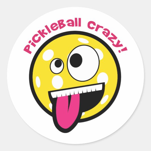 Pickleball Crazy ラウンドシール (正面)