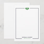 Pickleball Custom Name Notecard | Navy Green ノートカード (正面/裏面)