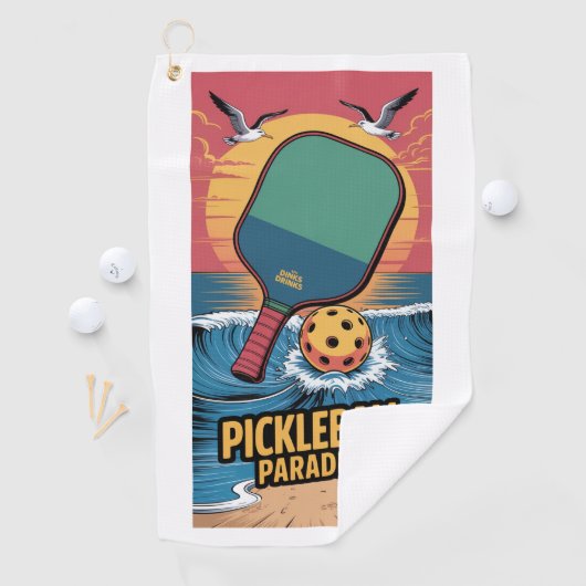 Pickleball Dinks & Drinks Beach Vibe Graphic ゴルフタオル (インサイチュ)