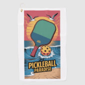 Pickleball Dinks & Drinks Beach Vibe Graphic ゴルフタオル (正面)